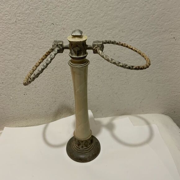 Brunswick Towel Tree, Natural Marble/Stone, India Ink Towel Rack 13.5” Tall B6 - Picture 2 of 5